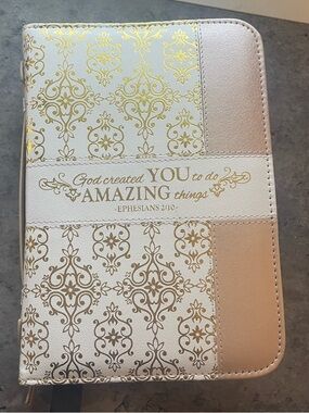 Inspirational Gold & Cream Bible Cover
